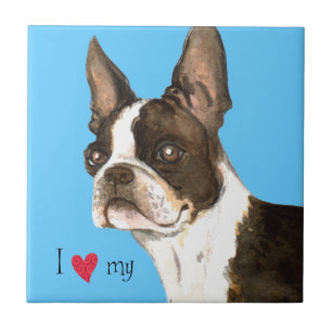 Carreau J'aime mon Boston Terrier