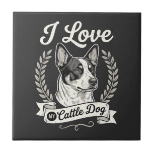 Carreau J'aime mon chien de troupeau amateur de chien vint
