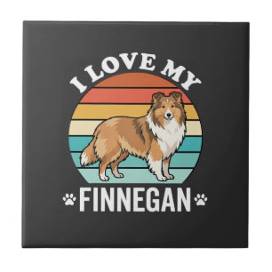 Carreau J'aime mon Finnegan Sheltie Retro Sunset
