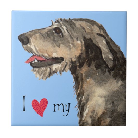 Carreau J'aime mon Wolfhound irlandais (Devant)