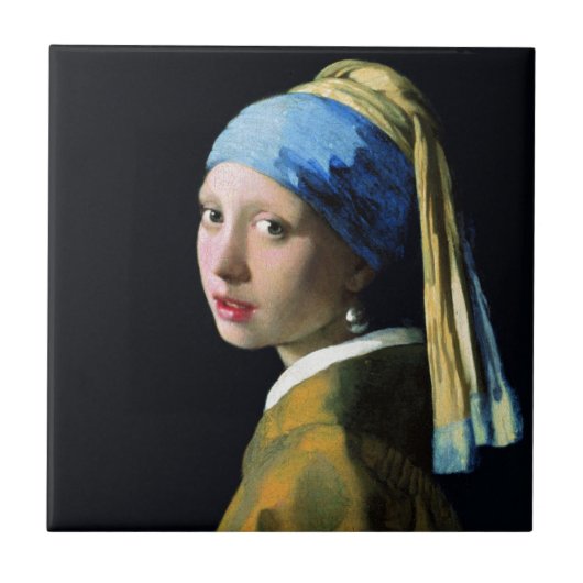 Carreau Jan Vermeer Girl Avec Une Perle Élevant L'Art Baro (Devant)