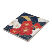 Carreau Japanese Waves and Blossoms Ceramic Tile - Piece 1 (Côté)