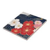 Carreau Japanese Waves and Blossoms Ceramic Tile - Piece 5 (Côté)
