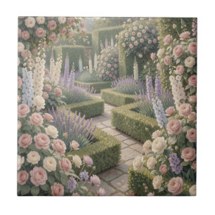 Carreau Jardin Anglais Romantique Roses Roses Lavande Pier