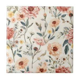 Carreau Jardin de fleurs sauvages à l'aquarelle Fleurs de 