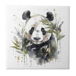 Carreau Jardin de panda à l'aquarelle