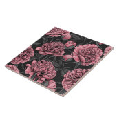 Carreau Jardin de pivoine nocturne rose et gris (Côté)