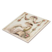 Carreau Jardin de roses Regency lisant une dame (Côté)