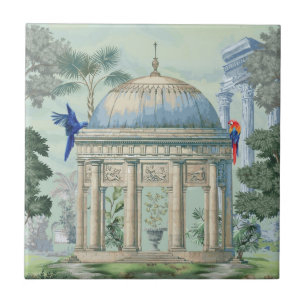 Carreau Jardin de temple grec ancien Macaw Bird Pixie Vert