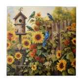 Carreau Jardin de tournesol 5 Maisons d'oiseaux Oiseaux bl (Devant)