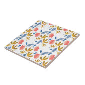 Carreau Jardin d'été Bleu Corail Jaune Floral (Côté)