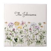 Carreau Jardin Fleur sauvage de l'aquarelle monogramme (Devant)