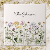 Carreau Jardin Fleur sauvage de l'aquarelle monogramme