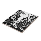 Carreau Jardin floral noir et blanc Motif graphique (Côté)