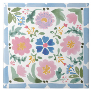 Carreau Jardin folklorique aquarelle