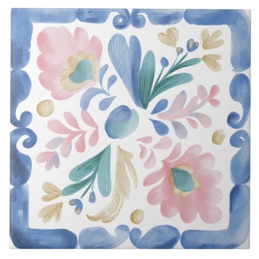 Carreau Jardin folklorique aquarelle (Devant)