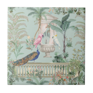 Carreau Jardin Mughal Perroquet Paon Forêt Tropicale