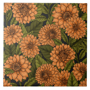 Carreau Jardin Orange Dahlia
