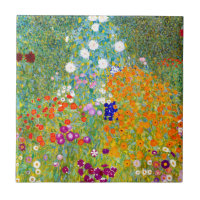 Jardin vintage aux fleurs par Gustav Klimt