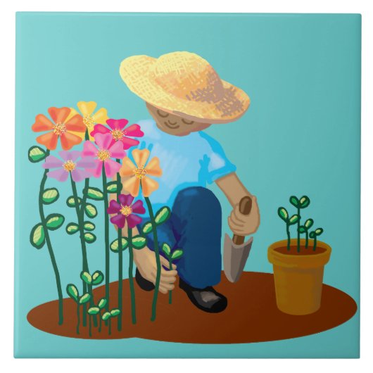 Carreau Jardinier et fleurs (Devant)