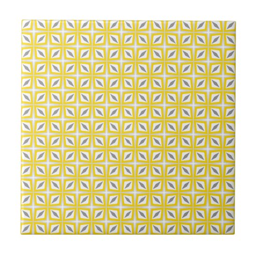 Carreau Jaune abstrait et gris de motif de feuille de (Devant)