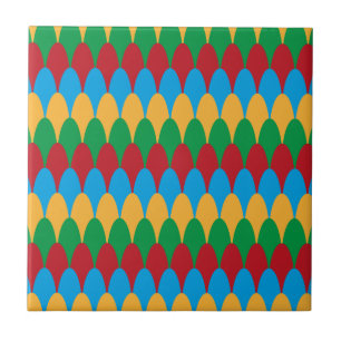 Carreau Jaune Bleu Vert & Rouge Géométrique Coquilles