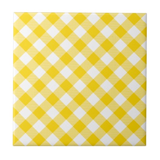 Carreau Jaune et blanc En vichy Diagonal Checks Motif (Devant)