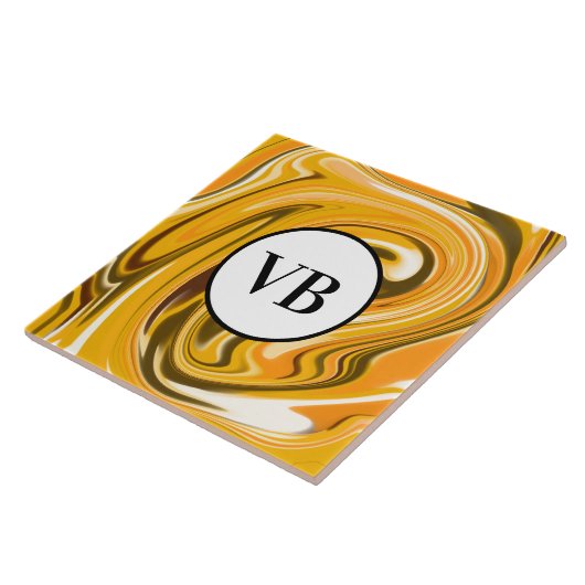 Carreau Jaune noir acrylique pour marbre ajouter nom monog (Côté)