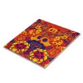 Carreau JAUNE ORANGE FLEURS Peony, Floral japonais Rose (Côté)