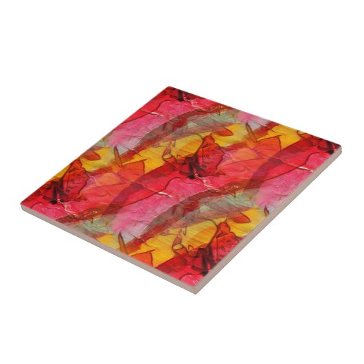 Carreau Jaune rouge d'art d'aquarelle (Côté)