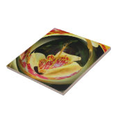 Carreau Jaune tacheté Lily Floral Art Abstrait (Côté)