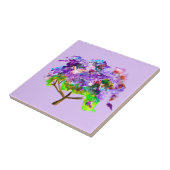 Carreau Jaune violette arbre aquarelle art (Côté)