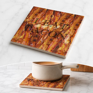 Carreau Je mange du texte de bacon avec fond