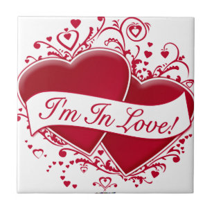 Carreau Je suis en amour ! Cœurs rouges