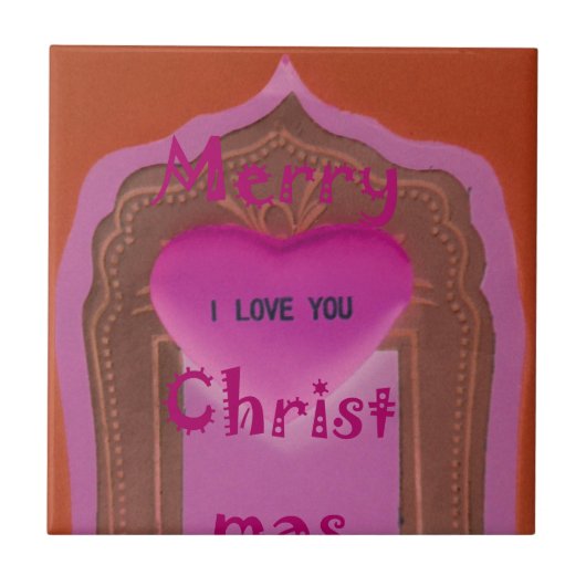 Carreau Je t'aime Joyeux Coeur de Noël (Devant)