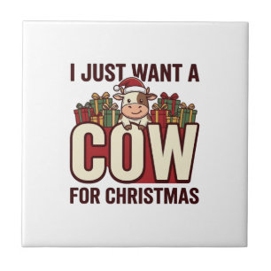 Carreau Je veux juste une vache pour Noël Dessin de vache