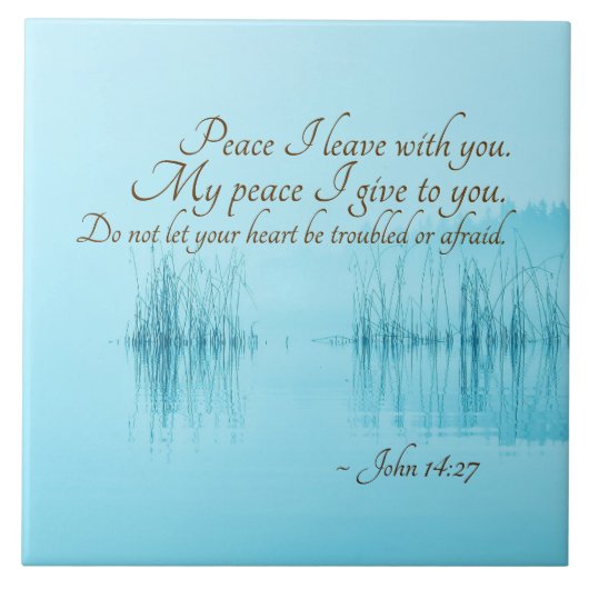Carreau Jean 14:27 "Paix je pars avec toi" Bible Verse (Devant)