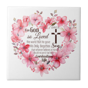 Carreau Jean 3:16 Verset biblique du cœur floral