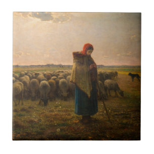 Carreau Jean-Francois Millet - Berger et troupeau 1863