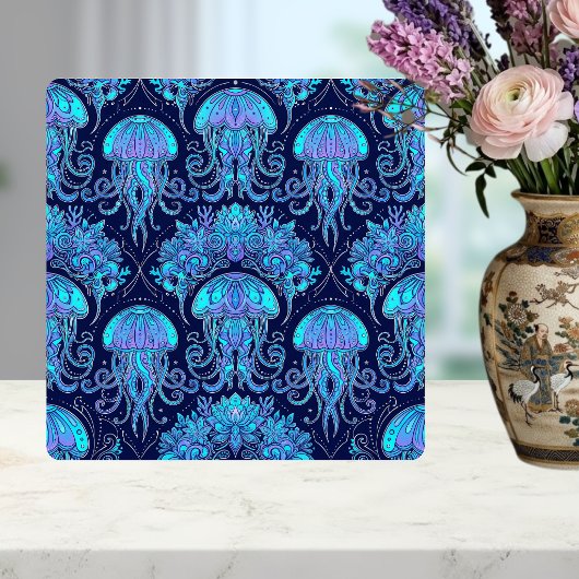 Carreau Jellyfish Mandala Pattern Blue Purple Graphic Tile