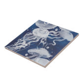 Carreau Jellyfish sur Arrière - plan de la Marine (Côté)