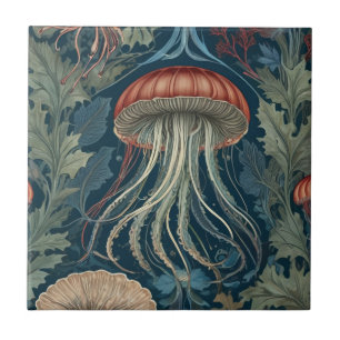 Carreau Jellyfish William Morris style Sea Ocean Life