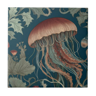 Carreau Jellyfish William Morris style Sea Ocean Marine