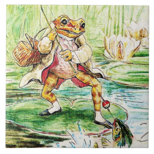 Carreau "Jeremy Fisher attrape un poisson" par Beatrix Pot