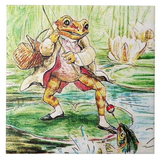 Carreau "Jeremy Fisher attrape un poisson" par Beatrix Pot (Devant)