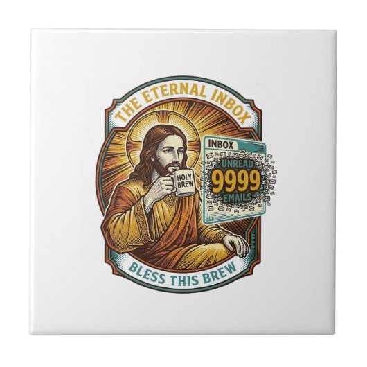 Carreau Jésus 9999 Emails Non Lus Boîte de Réception Zéro (Devant)