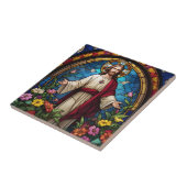 Carreau Jésus Christ Sacré Coeur Faux Verre Tiré (Côté)