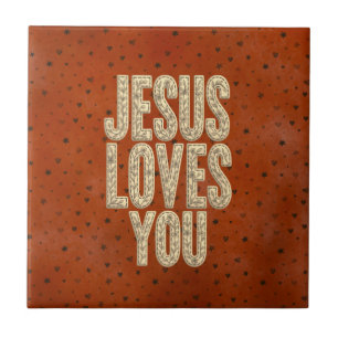 Carreau Jésus vous aime Encouragement chrétien rustique