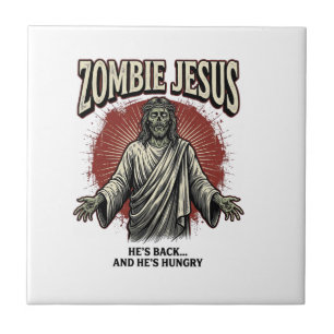 Carreau Jésus zombie gravure vintage design de t-shirt drô