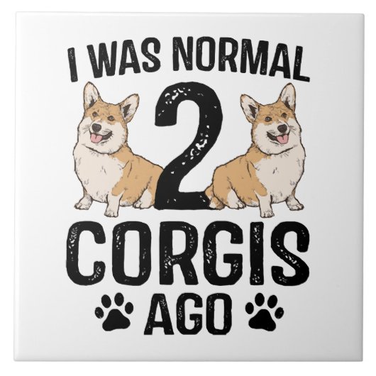 Carreau J'étais normal il y a 2 Corgis Chien (Devant)